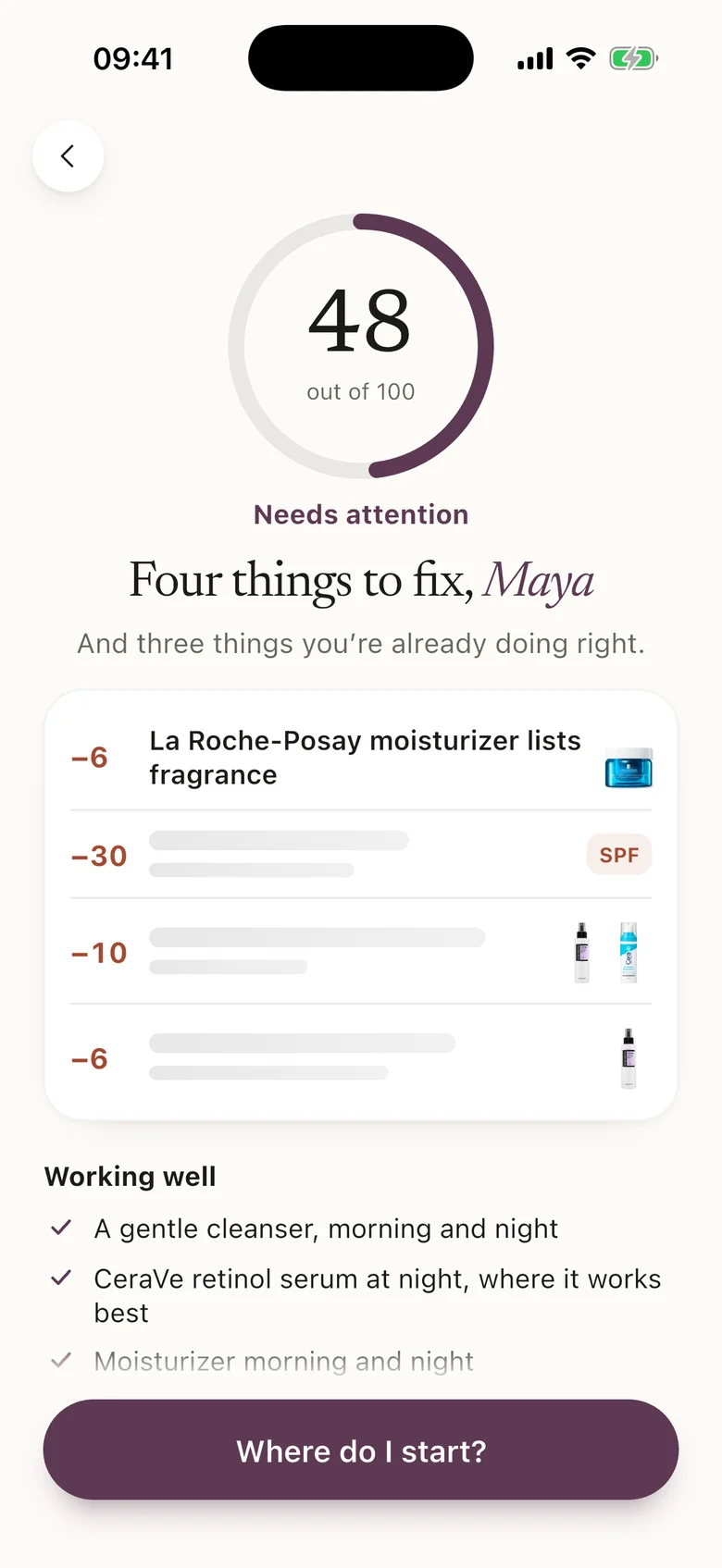 A routine check: a score of 48 out of 100 and four things to fix